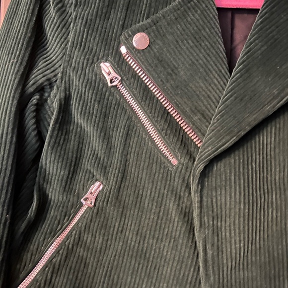 Rag & Bone - CORDUROY SHORT GREEN MOTORCYCLE JACKET - Picture 2 of 4
